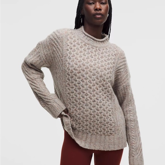 lululemon athletica Sweaters - Lululemon Wool-Blend Cable-Knit Sweater in Heathered Gull Grey XL *worn once*